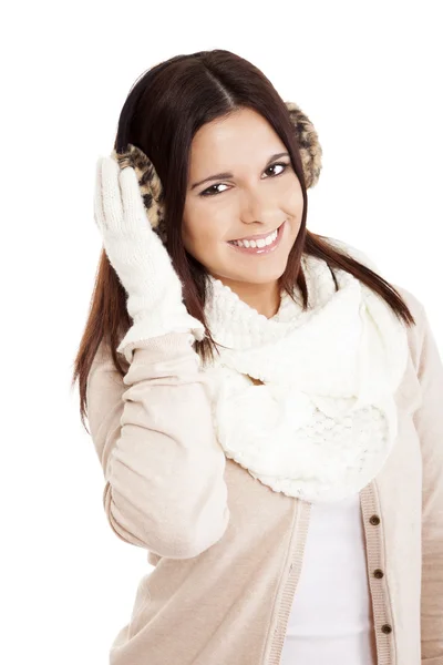 Mulher bonita vestindo roupas de inverno — Fotografia de Stock