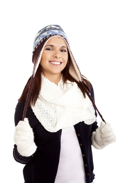 Mooie vrouw dragen winterkleren — Stockfoto