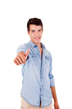 güzel bir adam yapıyor poz thumbs-up