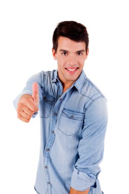 güzel bir adam yapıyor poz thumbs-up