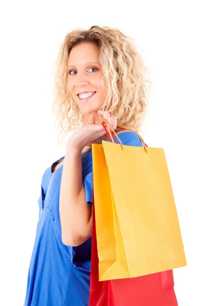 Hermosa mujer rubia de compras — Foto de Stock