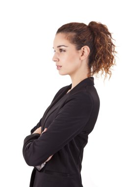 gülümseyen kadın ok işareti yapıyor