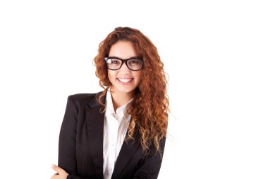 gülümseyen kadın ok işareti yapıyor