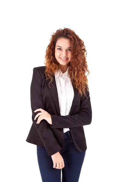 Jovem bela mulher de negócios casual posando — Fotografia de Stock