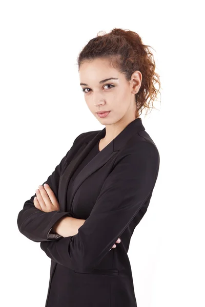 Lachende vrouw doen het ok teken — Stockfoto