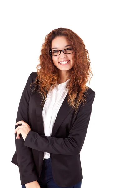 Mujer sonriente haciendo el signo OK Imagen De Stock