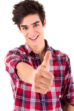 Genç öğrenci pozitifliği - thumbs up ifade etme
