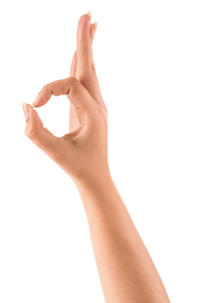 Beautiful female hand with Ok sign — Stock Photo, Image