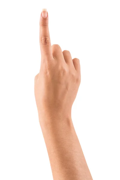 Vacker kvinnlig hand som pekar uppåt — Stockfoto