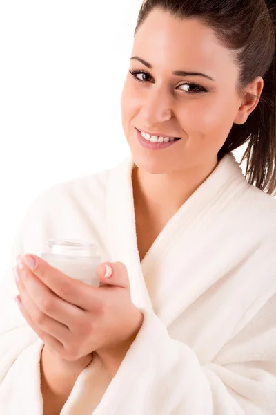 Gyönyörű nő tisztítására a bőre - Beauty Care — Stock Fotó