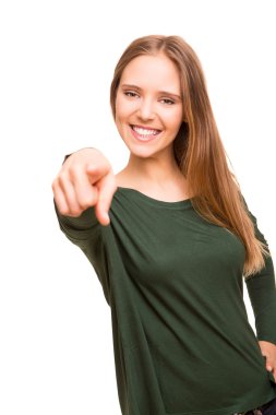 güzel sarışın kadın işaretçi açık