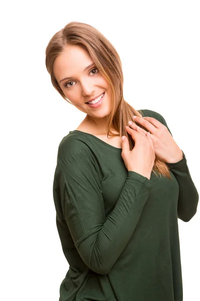 Mooie blonde vrouw poseren — Stockfoto