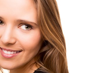 Güzel bir genç kadının portresi.