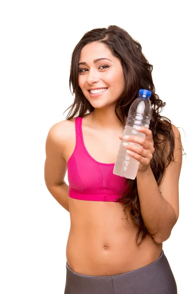 Atraktivní fitness žena držící láhev vody — Stock fotografie