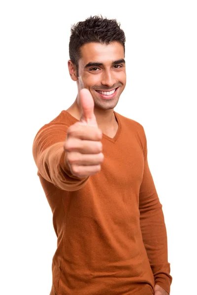 Smiling guy showing thumbs UP — Stock Photo, Image