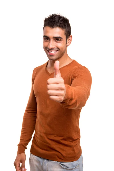 Smiling guy showing thumbs UP — Stock Photo, Image