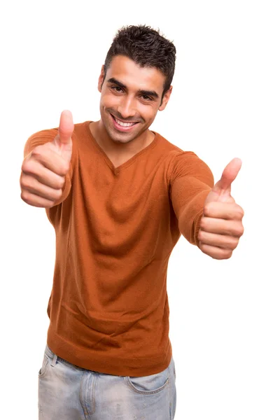 Smiling guy showing thumbs UP Royalty Free Stock Images