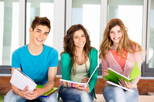 Unga studentgrupper på campus — Stockfoto