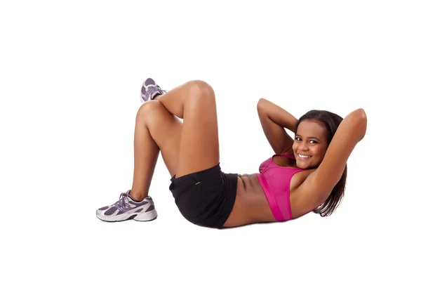 Fiatal afrikai nő, nagy alakja - fitness koncepció — Stock Fotó