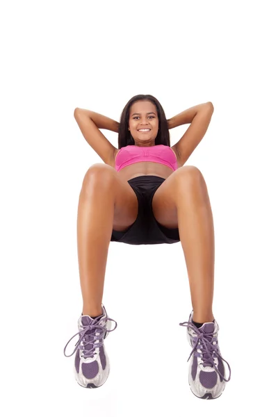 Νεαρή γυναίκα Αφρικής σε μεγάλο σχήμα - γυμναστήριο έννοια — Φωτογραφία Αρχείου