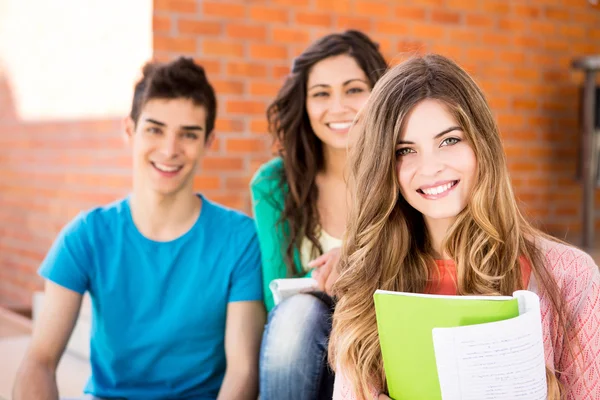 Giovane gruppo di studenti nel campus — Foto Stock