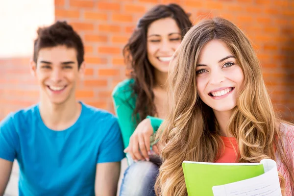 Giovane gruppo di studenti nel campus — Foto Stock