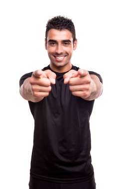 Fitness instructor pointing clipart