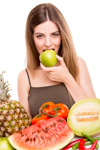 Kobieta z warzyw i owoców — Zdjęcie stockowe