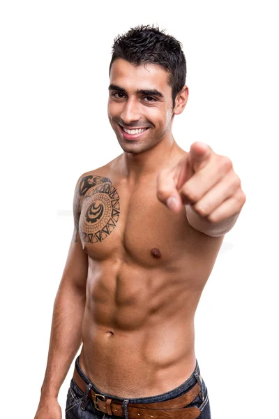 Fit man pointing front — Stock Photo, Image