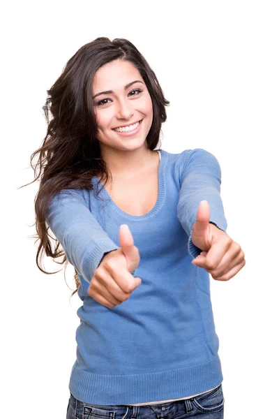 Woman showing thumbs up — Stock Photo, Image