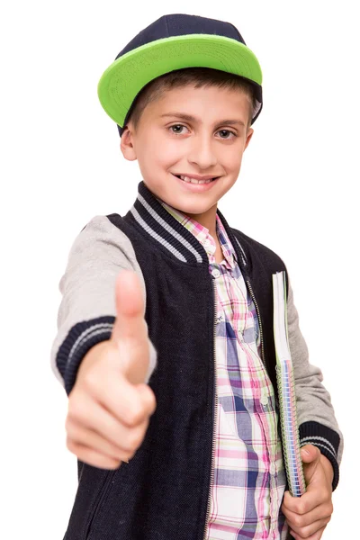 Little student holding books — Stock Photo, Image