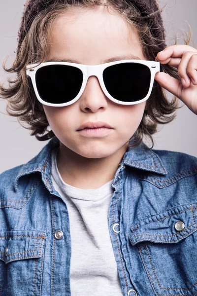 Boy wearing white sunglasses — Stock Photo, Image