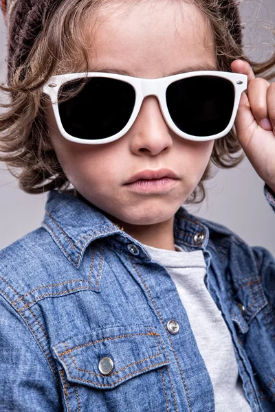 Boy wearing white sunglasses — Stock Photo, Image