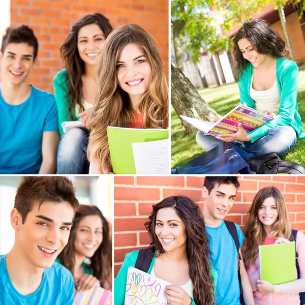 Studenten in de school campus — Stockfoto