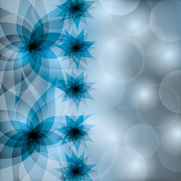 Fondo azul-gris abstracto con flores lirios — Vector de stock