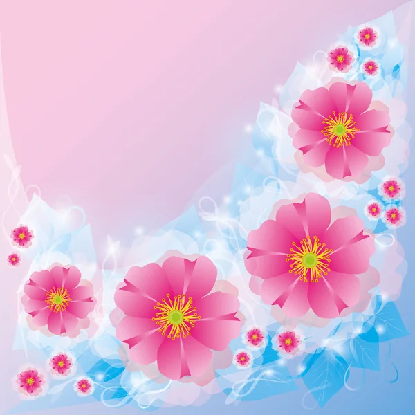 Ljus bakgrund med blommor. inbjudan eller gratulationskort — Stock vektor