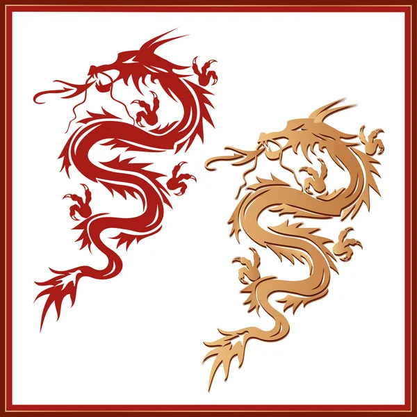 Set of dragons - symbol of oriental culture — Stock Vector