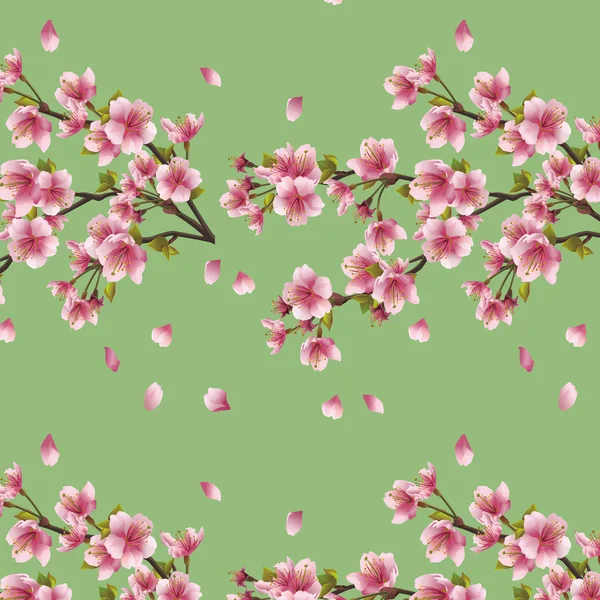 无缝背景与樱桃树的分支 — 图库矢量图片