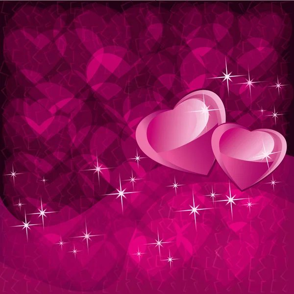 Liebes-Hintergrund für Valentinstag mit zwei Herzen — Stockvektor