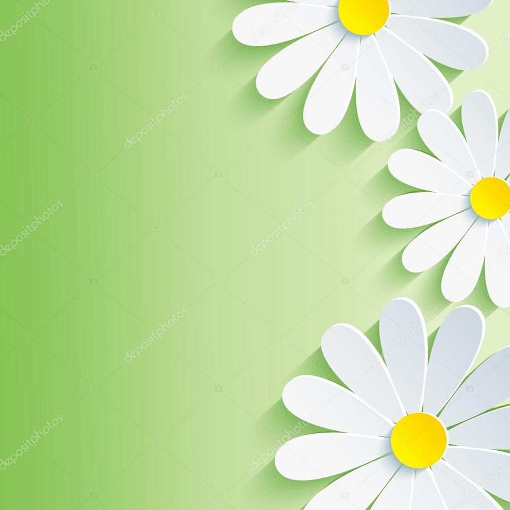 Beautiful spring abstract background, 3d flower chamomile