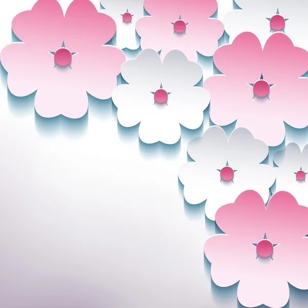 Floral abstrato elegante fundo com flor 3d sakura — Vetor de Stock