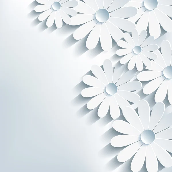 Camomille fleur 3d, fond abstrait élégant — Image vectorielle