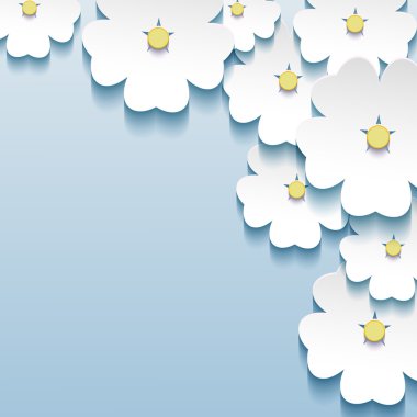 mavi - gri çiçek arka plan, 3B çiçek sakura