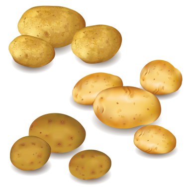 sebze patates kümesi izole beyaz zemin üzerine
