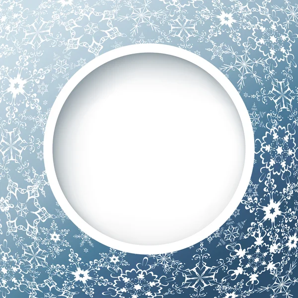 Fondo abstracto de invierno con copos de nieve ornamentados — Vector de stock