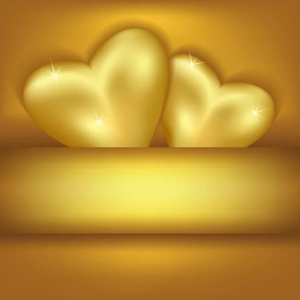 Fondo con estilo dorado con corazones — Vector de stock