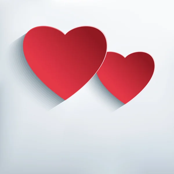 Κομψό αφηρημένη δημιουργικό υπόβαθρο με δύο κόκκινες καρδιές 3d — Διανυσματικό Αρχείο