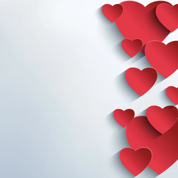 Fond abstrait élégant avec des cœurs rouges 3d — Image vectorielle
