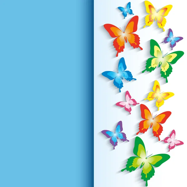 Background with 3d colorful butterflies — Stock Vector