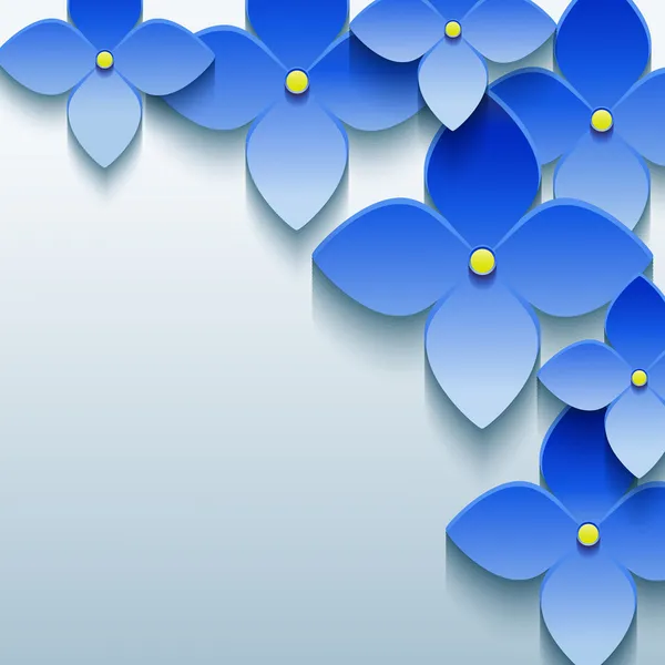Astratto sfondo floreale con fiori blu 3d — Vettoriale Stock